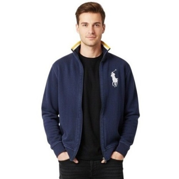 Polo Ralph Lauren Other - Polo Ralph Lauren Sweatshirt Mens 2XL Blue Zip Fleece Mock Neck Big Pony Logo